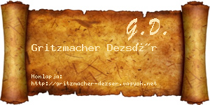 Gritzmacher Dezsér névjegykártya
